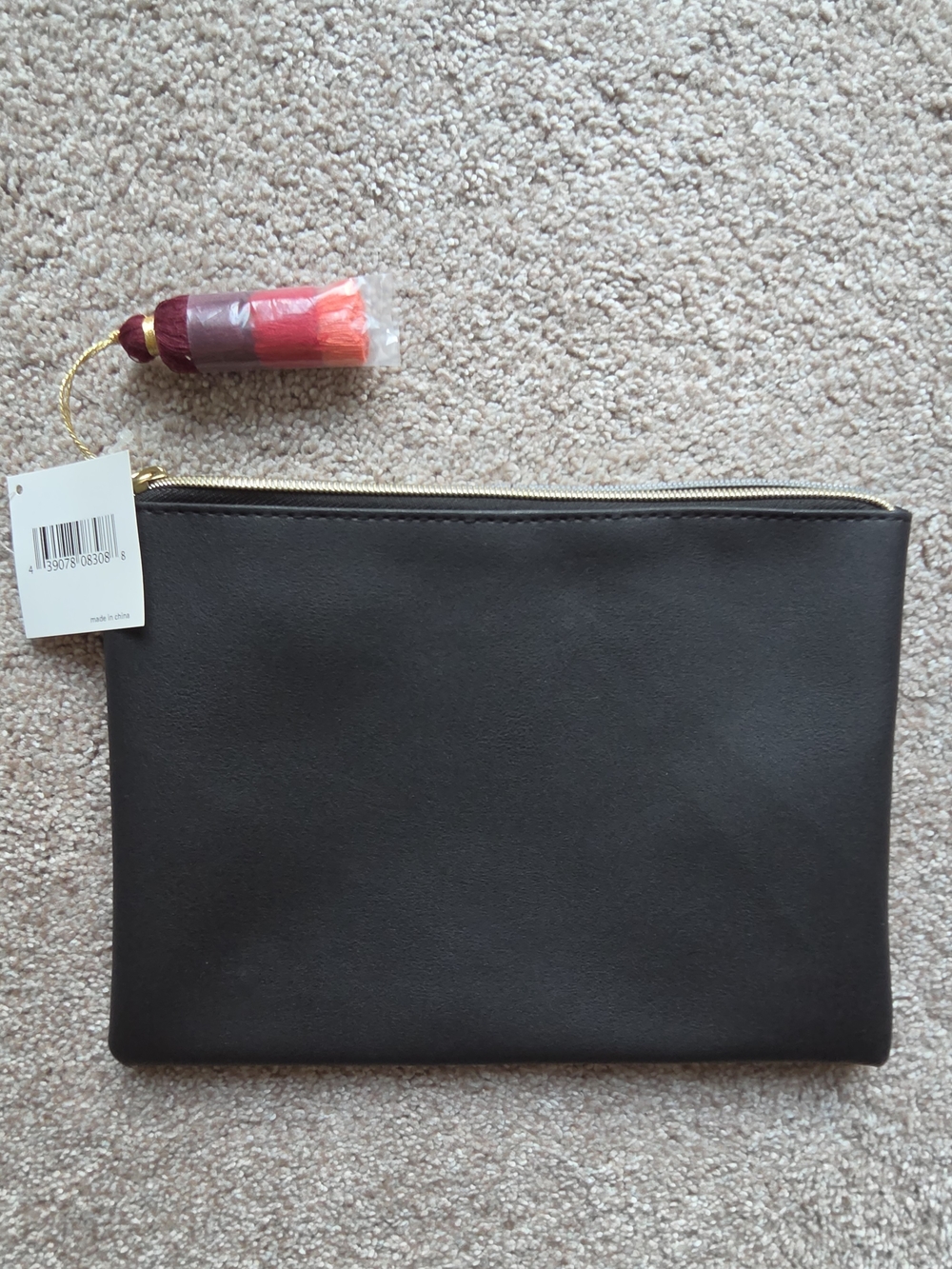 Nordstrom Black Clutch Wristlet with Multicolor Tassel